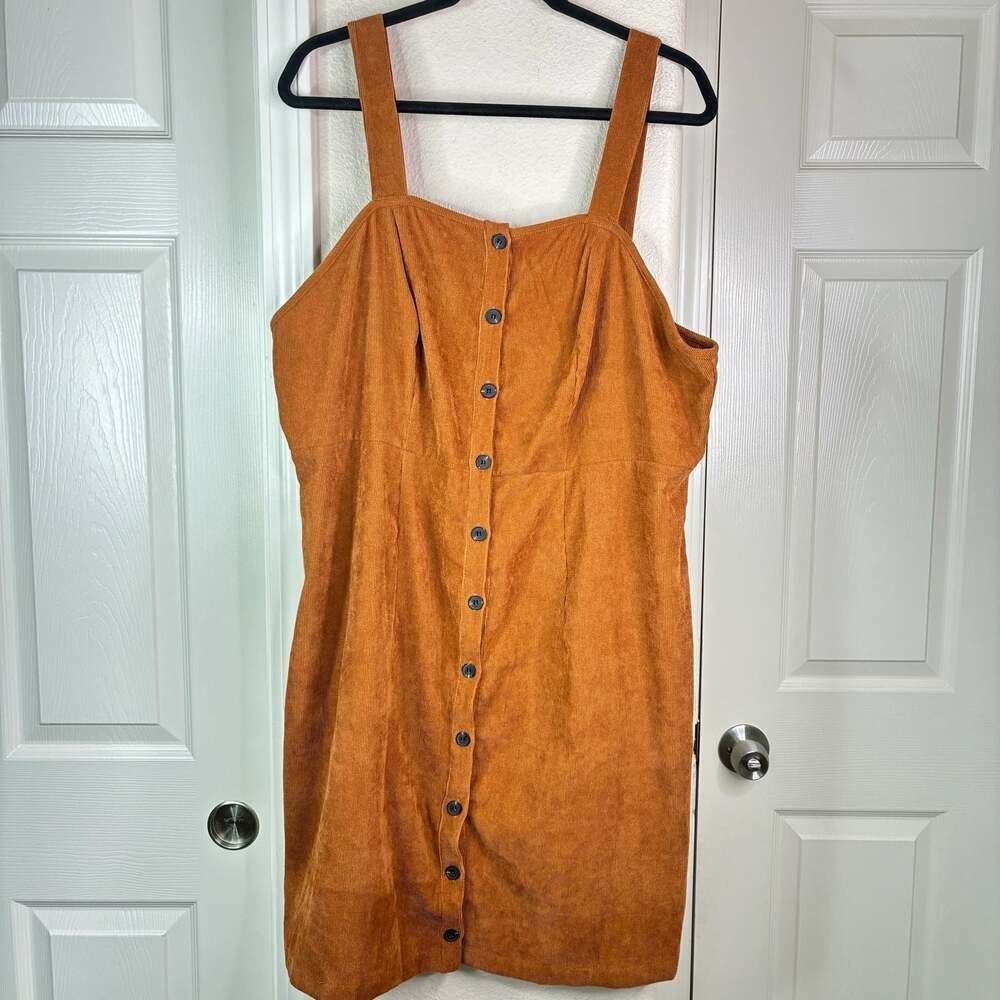 Shein Women’s Corduroy Fall Mini Dress Brown Orange Size 2XL